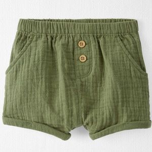 🌎 Little Planet Organic Cotton Gauze Shorts in Summer Olive l GOTS Certified